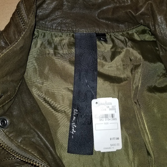 Joe's Jeans Army Green Leather Jacket